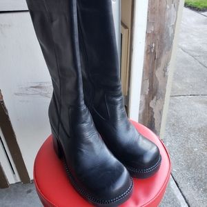 Leather platform boots